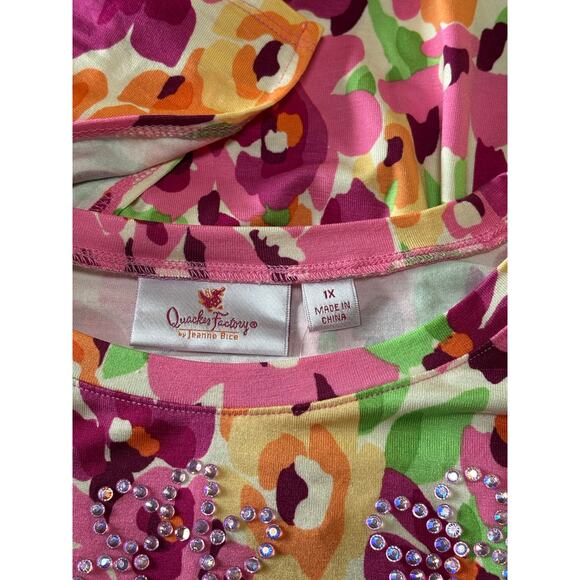 NWT Womens Quacker Factory Pink Hello Spring Floral and Bling Maxi Dress Size 1X - Picture 8 of 11